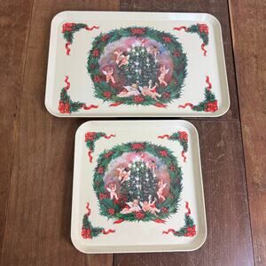Design Imports Melamine Serving Trays Christmas Tree Wreath Made‎ in Italy